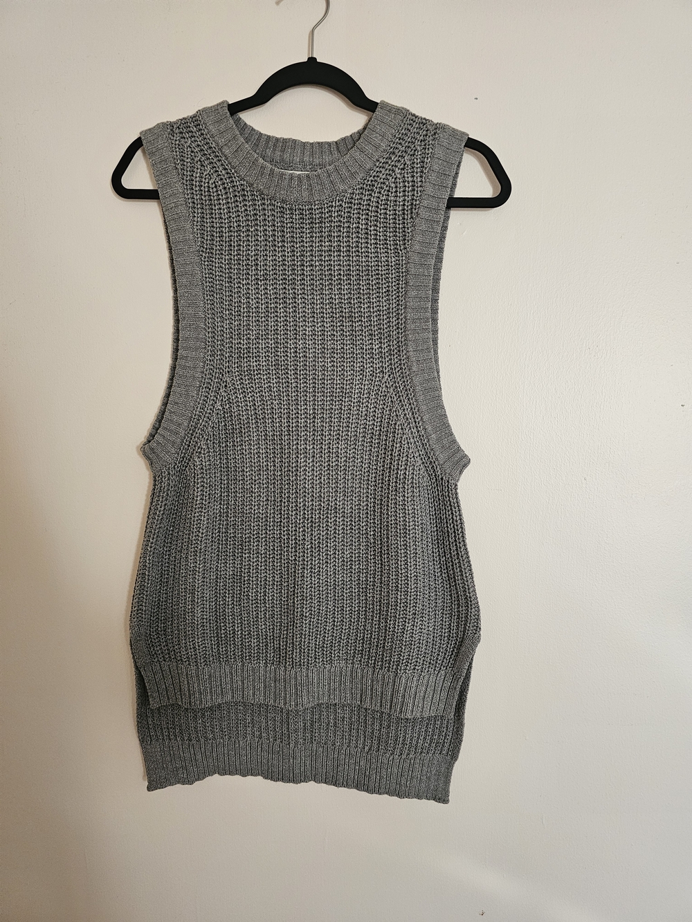 Silence+Noise Sleeveless Knit Tunic Tank Top Vest- Gray Hi Low XS